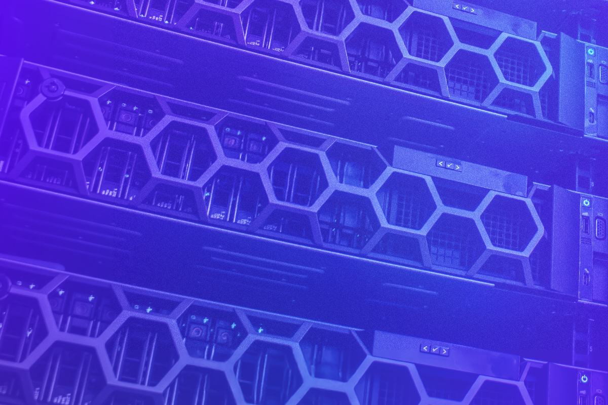 Server racks symbolizing AI-driven automation in Medicare fraud and waste reduction.