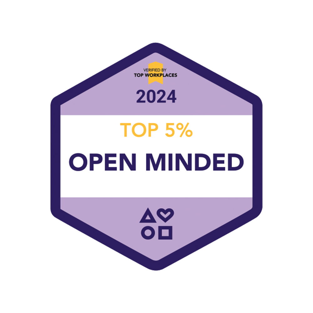 Top 5% Open Minded 2024 Verified by Top Workplaces