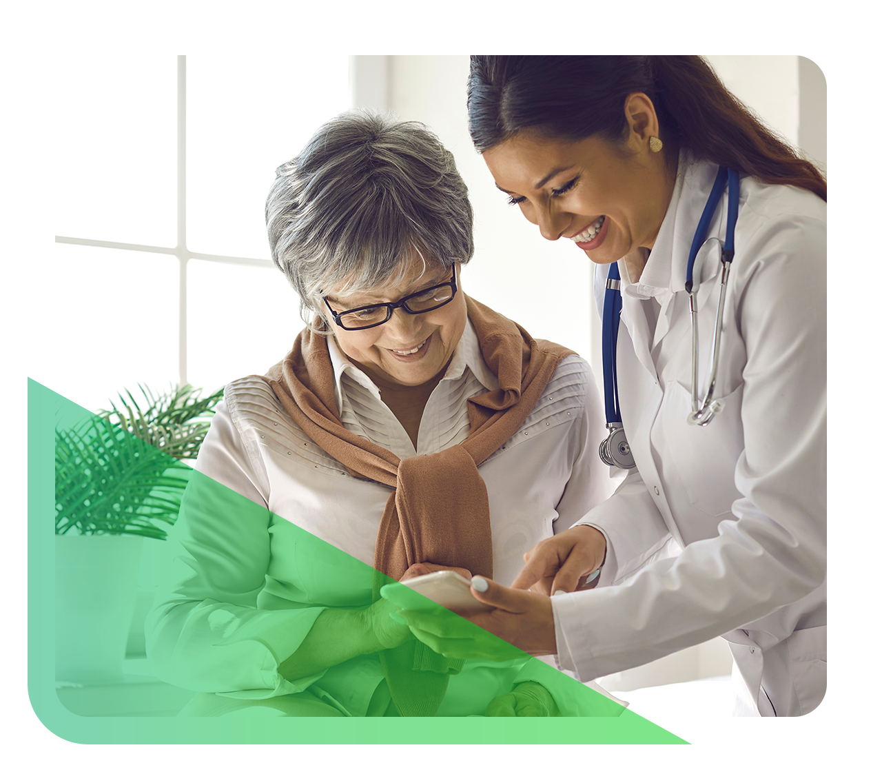 A patient and her doctor review her records in the Epic MyChart app.