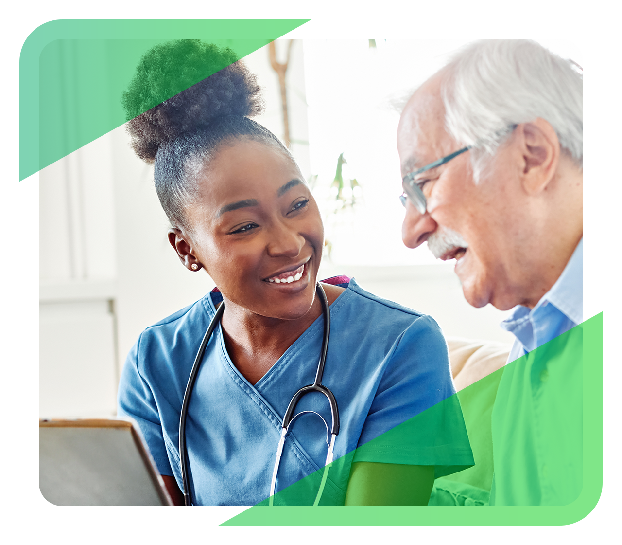 Nurse and patient discuss treatment